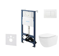 kielle Genesis New - Set předstěnové instalace, klozetu Oudee, Vortex Rimless+, sedátka softclose a tlačítka Gemini New III, les