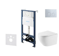 kielle Genesis New - Set předstěnové instalace, klozetu Oudee, Vortex Rimless+, sedátka softclose a tlačítka Gemini New II, lesk