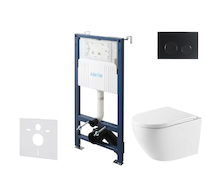 kielle Genesis New - Set předstěnové instalace, klozetu Oudee, Vortex Rimless+, sedátka softclose a tlačítka Gemini New II, matn
