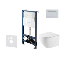 kielle Genesis New - Set předstěnové instalace, klozetu Oudee, Vortex Rimless+, sedátka softclose a tlačítka Gemini New III, les