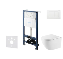 kielle Genesis New - Set předstěnové instalace, klozetu Oudee, Vortex Rimless+, sedátka softclose a tlačítka Gemini New III, les