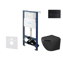 kielle Genesis New - Set předstěnové instalace, klozetu Oudee, Vortex Rimless+, sedátka softclose a tlačítka Gemini New II, matn