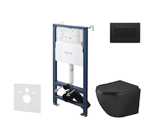 kielle Genesis New - Set předstěnové instalace, klozetu Oudee, Vortex Rimless+, sedátka softclose a tlačítka Gemini New III, mat