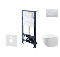 kielle Genesis New - Set předstěnové instalace, kompaktního klozetu Gaia, Rimless, sedátka softclose a tlačítka Gemini New I, le