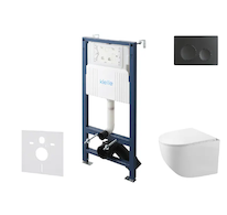 kielle Genesis New - Set předstěnové instalace, kompaktního klozetu Gaia, Rimless, sedátka softclose a tlačítka Gemini New I, ma