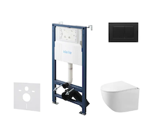 kielle Genesis New - Set předstěnové instalace, kompaktního klozetu Gaia, Rimless, sedátka softclose a tlačítka Gemini New III,