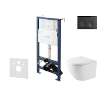 kielle Genesis New - Set předstěnové instalace, kompaktního klozetu Oudee, Vortex Rimless+, sedátka softclose a tlačítka Gemini
