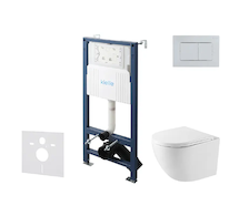 kielle Genesis New - Set předstěnové instalace, kompaktního klozetu Oudee, Vortex Rimless+, sedátka softclose a tlačítka Gemini 