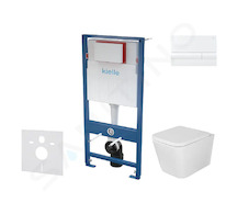 kielle Genesis - Set předstěnové instalace, klozetu Arkas I, sedátka softclose a tlačítka Gemini I, lesklá bílá 30505SS38