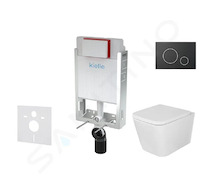 kielle Genesis - Set předstěnové instalace, klozetu Arkas I, sedátka softclose a tlačítka Gemini II, matná černá / chrom 30505SZ