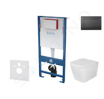 kielle Genesis - Set předstěnové instalace, klozetu Arkas I, sedátka softclose a tlačítka Gemini III, matná černá 30505SS36