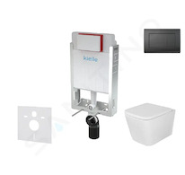 kielle Genesis - Set předstěnové instalace, klozetu Arkas I, sedátka softclose a tlačítka Gemini III, matná černá 30505SZ36