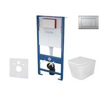 kielle Genesis - Set předstěnové instalace, klozetu Arkas I, sedátka softclose a tlačítka Gemini III, matný chrom 30505SS35