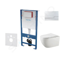 kielle Genesis - Set předstěnové instalace, klozetu Gaia, sedátka softclose a tlačítka Gemini I, chrom 30505SS24
