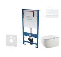 kielle Genesis - Set předstěnové instalace, klozetu Gaia, sedátka softclose a tlačítka Gemini I, lesklá bílá 30505SS52