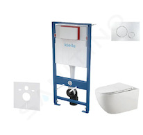 kielle Genesis - Set předstěnové instalace, klozetu Gaia, sedátka softclose a tlačítka Gemini II, lesklý chrom 30505SS54