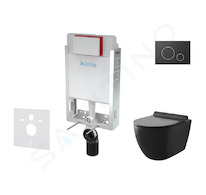 kielle Genesis - Set předstěnové instalace, klozetu Gaia, sedátka softclose a tlačítka Gemini II, matná černá / chrom 30505SZ09