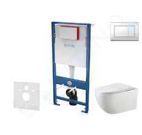 kielle Genesis - Set předstěnové instalace, klozetu Gaia, sedátka softclose a tlačítka Gemini III, lesklý chrom 30505SS48