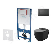 kielle Genesis - Set předstěnové instalace, klozetu Gaia, sedátka softclose a tlačítka Gemini III, matná černá 30505SS12