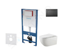 kielle Genesis - Set předstěnové instalace, klozetu Gaia, sedátka softclose a tlačítka Gemini III, matná černá 30505SS50