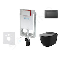 kielle Genesis - Set předstěnové instalace, klozetu Gaia, sedátka softclose a tlačítka Gemini III, matná černá 30505SZ12