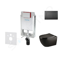 kielle Genesis - Set předstěnové instalace, klozetu Gaia, sedátka softclose a tlačítka Gemini III, matná černá 30505SZ33