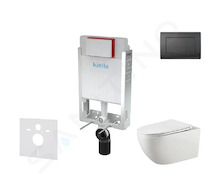 kielle Genesis - Set předstěnové instalace, klozetu Gaia, sedátka softclose a tlačítka Gemini III, matná černá 30505SZ50