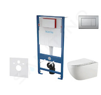 kielle Genesis - Set předstěnové instalace, klozetu Gaia, sedátka softclose a tlačítka Gemini III, matný chrom 30505SS49