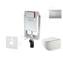 kielle Genesis - Set předstěnové instalace, klozetu Gaia, sedátka softclose a tlačítka Gemini III, matný chrom 30505SZ49
