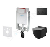 kielle Genesis - Set předstěnové instalace, klozetu Gaia, sedátka softclose a tlačítka Gemini IV, matná černá 30505SZ11
