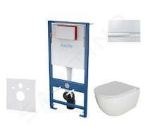 kielle Genesis - Set předstěnové instalace, klozetu Oudee se sedátkem softclose a tlačítka Gemini I, chrom 30505SS20