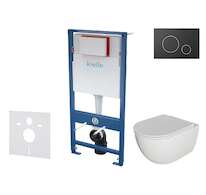kielle Genesis - Set předstěnové instalace, klozetu Oudee se sedátkem softclose a tlačítka Gemini II, matná černá / chrom 30505S