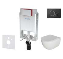 kielle Genesis - Set předstěnové instalace, klozetu Oudee se sedátkem softclose a tlačítka Gemini II, matná černá / chrom 30505S