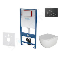 kielle Genesis - Set předstěnové instalace, klozetu Oudee se sedátkem softclose a tlačítka Gemini II, matná černá / chrom 30505S