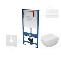 kielle Genesis - Set předstěnové instalace, klozetu Oudee, sedátka softclose a tlačítka Gemini I, lesklá bílá 30505SS66