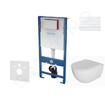 kielle Genesis - Set předstěnové instalace, klozetu Oudee, sedátka softclose a tlačítka Gemini I, lesklá bílá 30505SS73