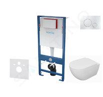 kielle Genesis - Set předstěnové instalace, klozetu Oudee, sedátka softclose a tlačítka Gemini II, lesklý chrom 30505SS68
