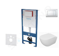 kielle Genesis - Set předstěnové instalace, klozetu Oudee, sedátka softclose a tlačítka Gemini III, lesklý chrom 30505SS62