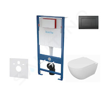 kielle Genesis - Set předstěnové instalace, klozetu Oudee, sedátka softclose a tlačítka Gemini III, matná černá 30505SS64