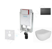 kielle Genesis - Set předstěnové instalace, klozetu Oudee, sedátka softclose a tlačítka Gemini III, matná černá 30505SZ71