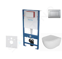 kielle Genesis - Set předstěnové instalace, klozetu Oudee, sedátka softclose a tlačítka Gemini III, matný chrom 30505SS70