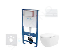 kielle Genesis - Set předstěnové instalace, klozetu Oudee Vortex, sedátka softclose a tlačítka Gemini I, lesklá bílá 30505SS79