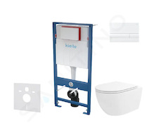 kielle Genesis - Set předstěnové instalace, klozetu Oudee Vortex, sedátka softclose a tlačítka Gemini I, lesklá bílá 30505SS88