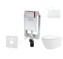 kielle Genesis - Set předstěnové instalace, klozetu Oudee Vortex, sedátka softclose a tlačítka Gemini I, lesklá bílá 30505SZ79