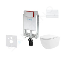 kielle Genesis - Set předstěnové instalace, klozetu Oudee Vortex, sedátka softclose a tlačítka Gemini I, lesklá bílá 30505SZ88