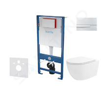 kielle Genesis - Set předstěnové instalace, klozetu Oudee Vortex, sedátka softclose a tlačítka Gemini I, lesklý chrom 30505SS89