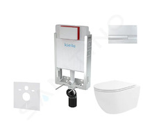 kielle Genesis - Set předstěnové instalace, klozetu Oudee Vortex, sedátka softclose a tlačítka Gemini I, lesklý chrom 30505SZ89