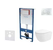 kielle Genesis - Set předstěnové instalace, klozetu Oudee Vortex, sedátka softclose a tlačítka Gemini II, lesklý chrom 30505SS83