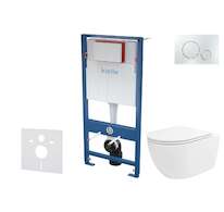 kielle Genesis - Set předstěnové instalace, klozetu Oudee Vortex, sedátka softclose a tlačítka Gemini II, lesklý chrom 30505SS92