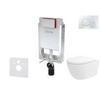 kielle Genesis - Set předstěnové instalace, klozetu Oudee Vortex, sedátka softclose a tlačítka Gemini II, lesklý chrom 30505SZ83
